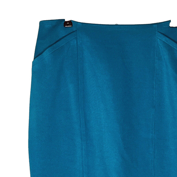 CAbi Size 8 Mini Skirt Turquoise Sigourney Pencil Rayon Blend Stretch #3220 - Picture 3 of 7